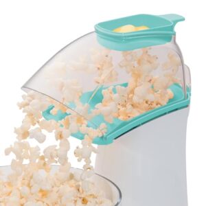 Presto 04869 Poplite Hot Air Popcorn Popper - Built-In Measuring Cup + Melts Butter, Easy to Clean, Built-In Cord Wrap, 18 Cups, Aqua/White