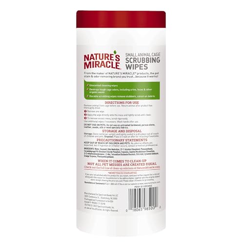 Nature's Miracle Small Animal Cage Scrubbing Wipes 30Ct