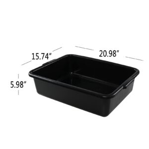 Nesmilers 4-Pack 22 Liters Commercial Bus Tubs, Plastic Utility Bus Box, Black