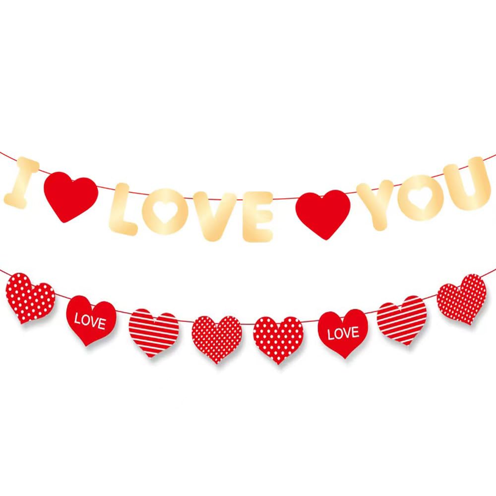 I LOVE YOU Banner for Valentine's Day Proposal Birthday Courtship Engagement Wedding Anniversary Bridal Party Decorations