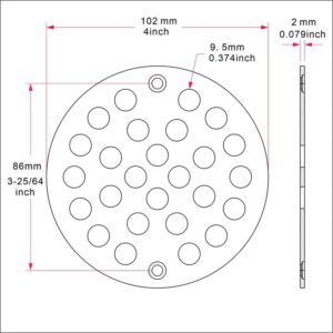 Bropury 4-Inch Screw-in Shower Strainer Drain Cover Replacement Hair Floor Strainer Floor Drain Floor Drainer Cover Bathtub Drain Strainers (White)