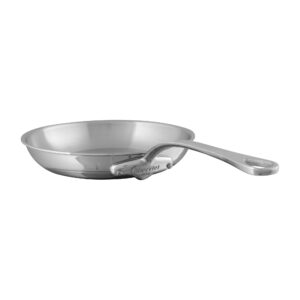 mauviel m'urban 4 tri-ply polished stainless steel frying pan with cast stainless steel handle, 10.2-in, made in france