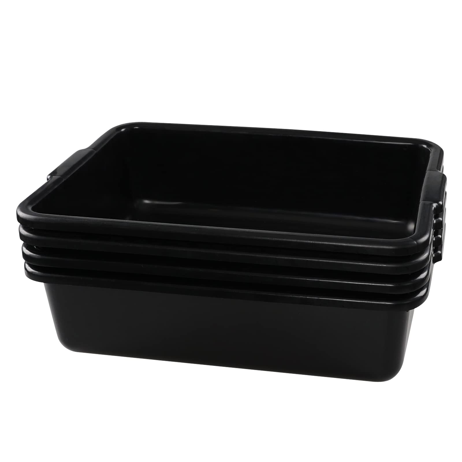 Nesmilers 4-Pack 22 Liters Commercial Bus Tubs, Plastic Utility Bus Box, Black