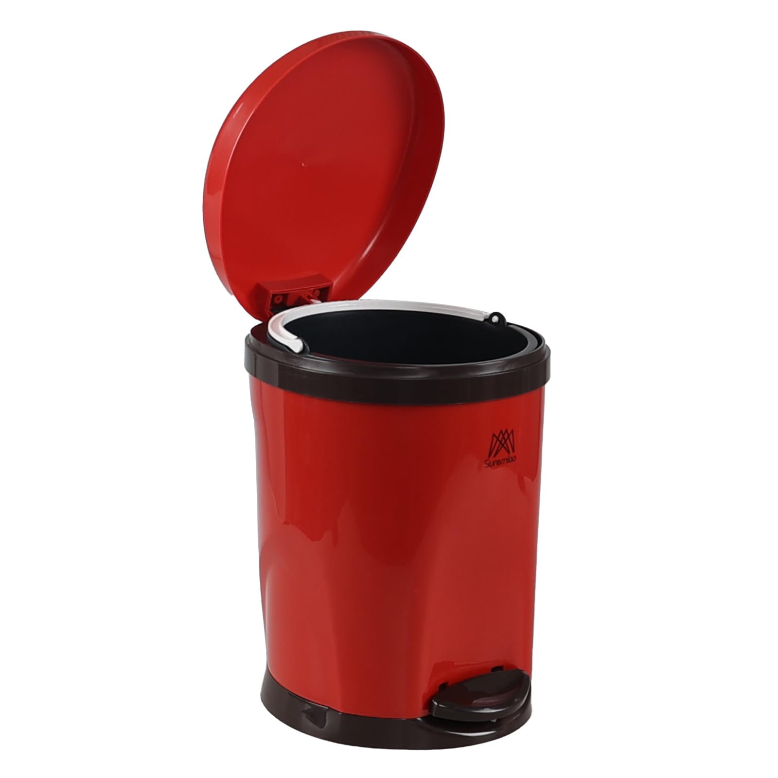 Julyeen Plastic Round Kitchen Step Trash Can, 1.8 Gallons Garbage Bin with Soft Close Lid and Removable Bucket, Red