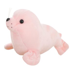 zhidiloveyou seal plush stuffed animal pink cute seal toy pillow kawaii doll for kids, 9 inch