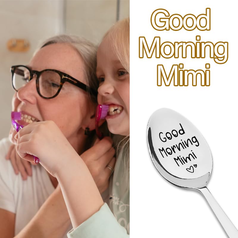 Mimi Grandma Birthday Mothers Day Gifts for Grandmother Good Morning Mimi Spoon for Granny Grammy Retirement Gifts for Gigi Mimi Tea Coffee Lovers Gift for Nana Grandmother Best Mimi Gifts for Women