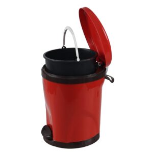 Julyeen Plastic Round Kitchen Step Trash Can, 1.8 Gallons Garbage Bin with Soft Close Lid and Removable Bucket, Red