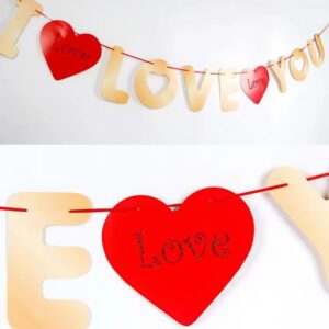 I LOVE YOU Banner for Valentine's Day Proposal Birthday Courtship Engagement Wedding Anniversary Bridal Party Decorations