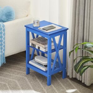 VECELO Nightstands Side/End Table with Storage Shelf Nightstands for Children's Room Living Room Bedroom, Dark Blue