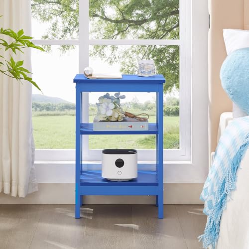 VECELO Nightstands Side/End Table with Storage Shelf Nightstands for Children's Room Living Room Bedroom, Dark Blue