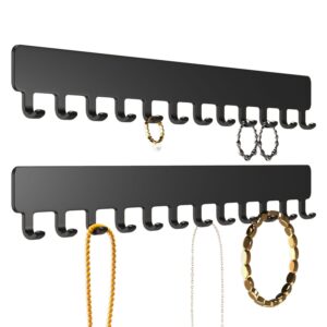 josmimic necklace holder hanging jewelry organizer - jewelry organizer for necklace, self-adhesive necklace organizer, wall jewelry organizer,2 pcs, black