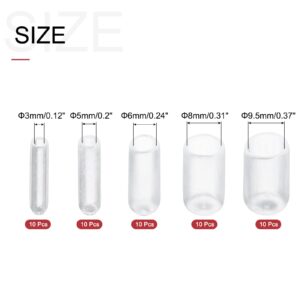 uxcell 50pcs Round Rubber End Caps 1/8" 3/16" 1/4" 5/16" 3/8" Clear Vinyl Cover Screw Thread Protectors Assortment Kit(3mm 5mm 6mm 8mm 9.5mm)