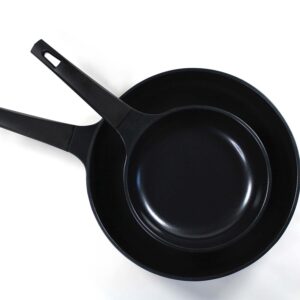 Evaco/Cast 2-PIECE SET CERAMIC, 8"" FRYING PAN + 12"" FRYING PAN, Black, ES2030