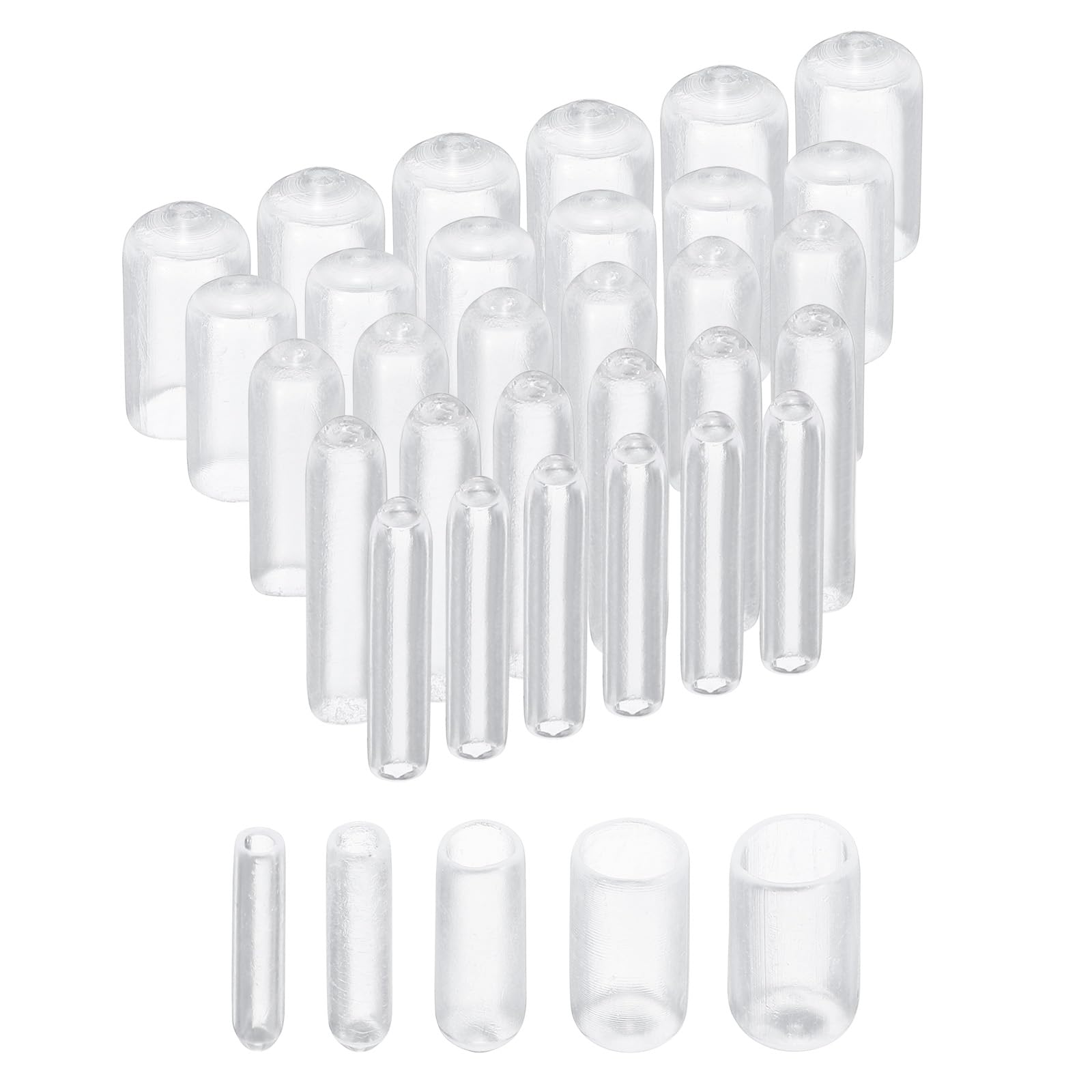 uxcell 50pcs Round Rubber End Caps 1/8" 3/16" 1/4" 5/16" 3/8" Clear Vinyl Cover Screw Thread Protectors Assortment Kit(3mm 5mm 6mm 8mm 9.5mm)