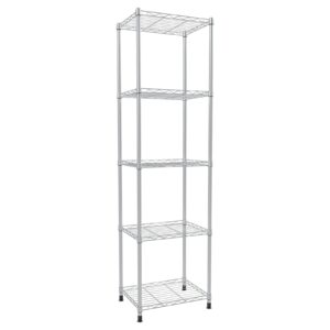 YisanCrafts 5 Tier Fixed Layer Spacing Storage Shelf Metal Storage Rack Wire Shelving Unit Storage Shelves Metal 660Lbs Capacity 17" L x 13" W x 63" H for Pantry Closet Kitchen Laundry Grey