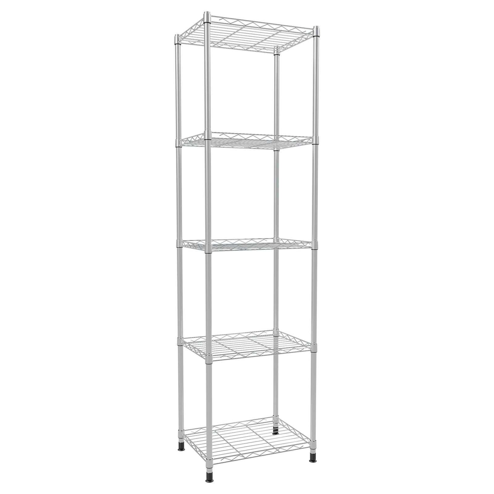 YisanCrafts 5 Tier Fixed Layer Spacing Storage Shelf Metal Storage Rack Wire Shelving Unit Storage Shelves Metal 660Lbs Capacity 17" L x 13" W x 63" H for Pantry Closet Kitchen Laundry Grey