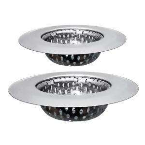 huntonry small bathroom sink strainer, small drain hair catcher for shower bath tub laundry sink, stainless steel drain basket, 2.90" top / 1.50" basket and 2.12" top / 1.15" basket, 2-pack