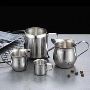 generic 2/3/5/8oz Milk Frothing Pitcher,Stainless Steel Jug Milk Frother Cup Coffee Milk Pouring Jug Espresso Cup for Milk Coffee Cappuccino Latte Art(240ml 8oz)