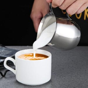 generic 2/3/5/8oz Milk Frothing Pitcher,Stainless Steel Jug Milk Frother Cup Coffee Milk Pouring Jug Espresso Cup for Milk Coffee Cappuccino Latte Art(240ml 8oz)