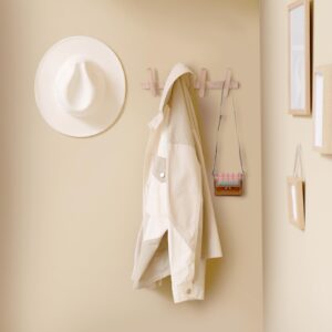 Fujinzhu Wood Wall Hooks Mounted Coat Towel Rack, 4 Pegs Towel Racks for Entryway Bedroom Closet Kitchen, Natural Wall Wood Hooks for Hanging Clothes Hats Bags Towels Robes