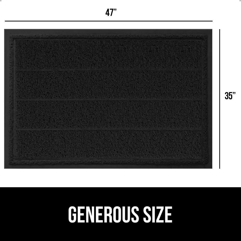 Gorilla Grip Dirt Grabber Mesh Door Mat, Low-Profile, Stain and Fade Resistant Heavy Duty Quick Dry Striped Doormat, Mats for Indoor or Outdoor Entry, Shoe Scraper, Garage Entrance Mat, 47x35, Black