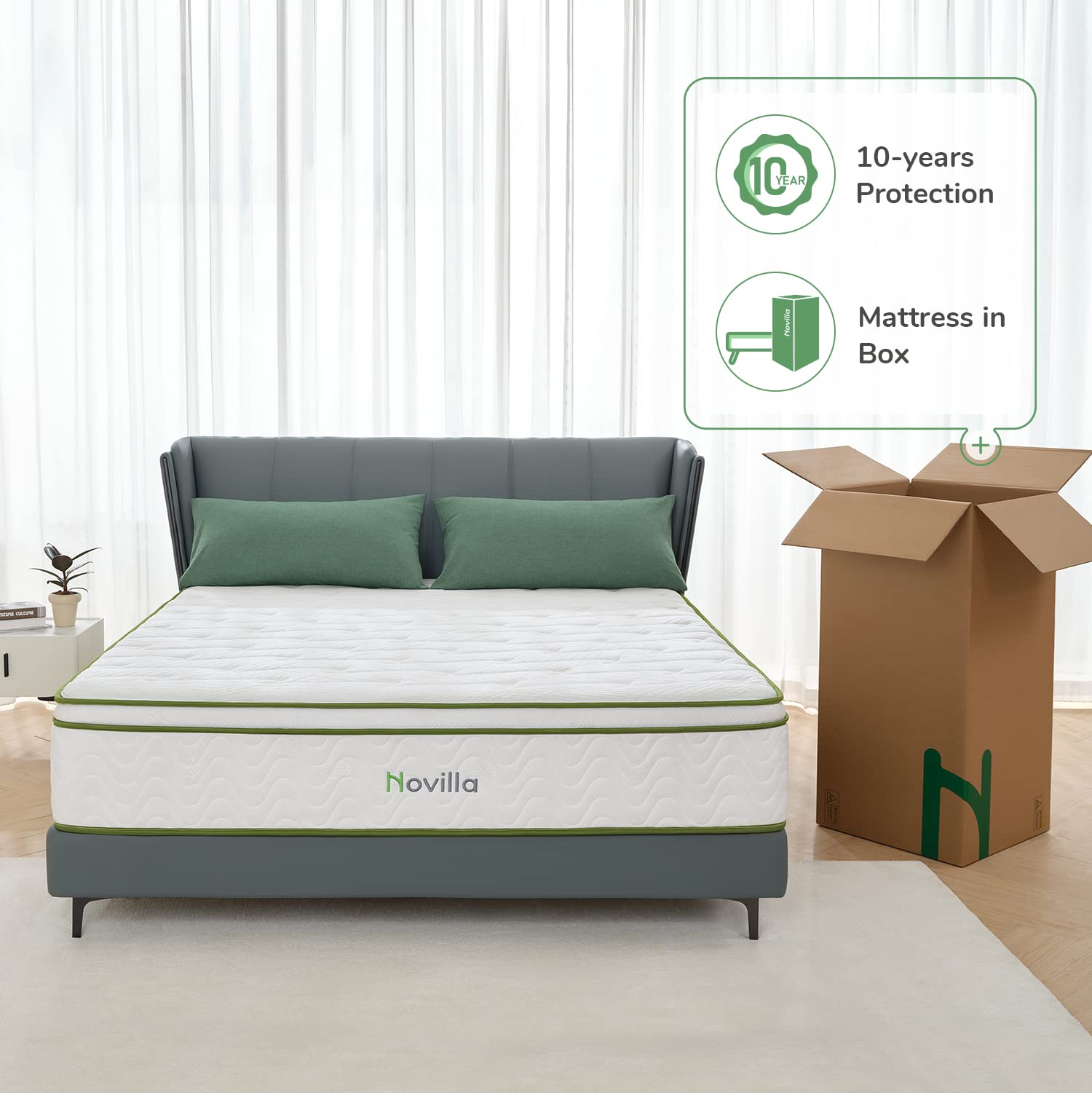 Novilla Twin Size Mattress 12 Inch Hybrid Mattress with Gel Memory Foam & Pocketed Coil for Pressure Relief & Motion Isolation Medium Soft Twin Bed Mattress in a Box Amenity