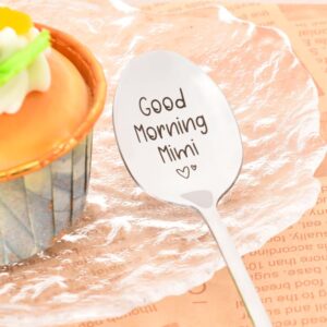 Mimi Grandma Birthday Mothers Day Gifts for Grandmother Good Morning Mimi Spoon for Granny Grammy Retirement Gifts for Gigi Mimi Tea Coffee Lovers Gift for Nana Grandmother Best Mimi Gifts for Women