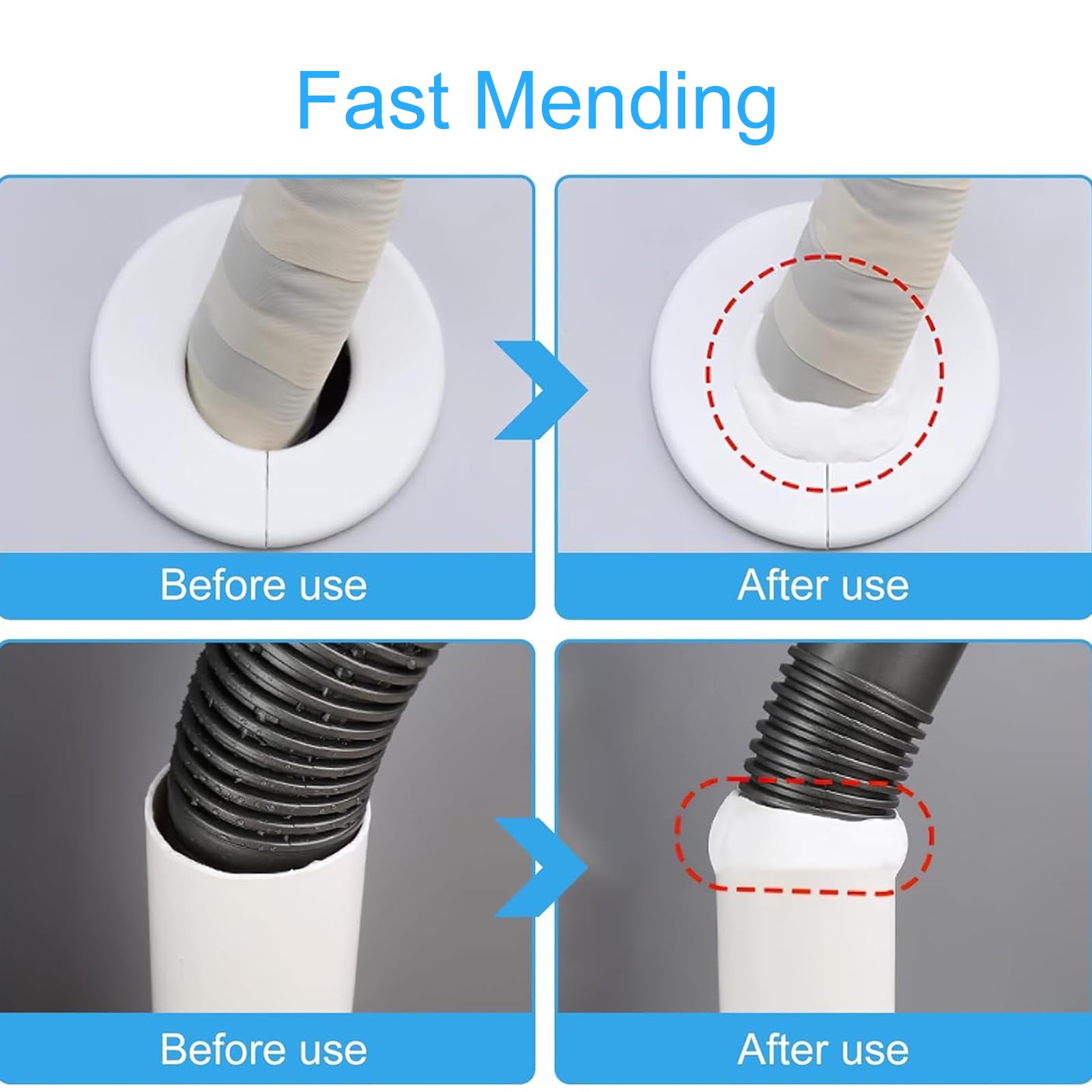 TIANKEYYDS New Type 10 White Seal Putty Waterproof Duct Seal Repair Sealing Clay, Quick Mending Mud for Drain Connection, Wall Hole, Air Conditioning Hole