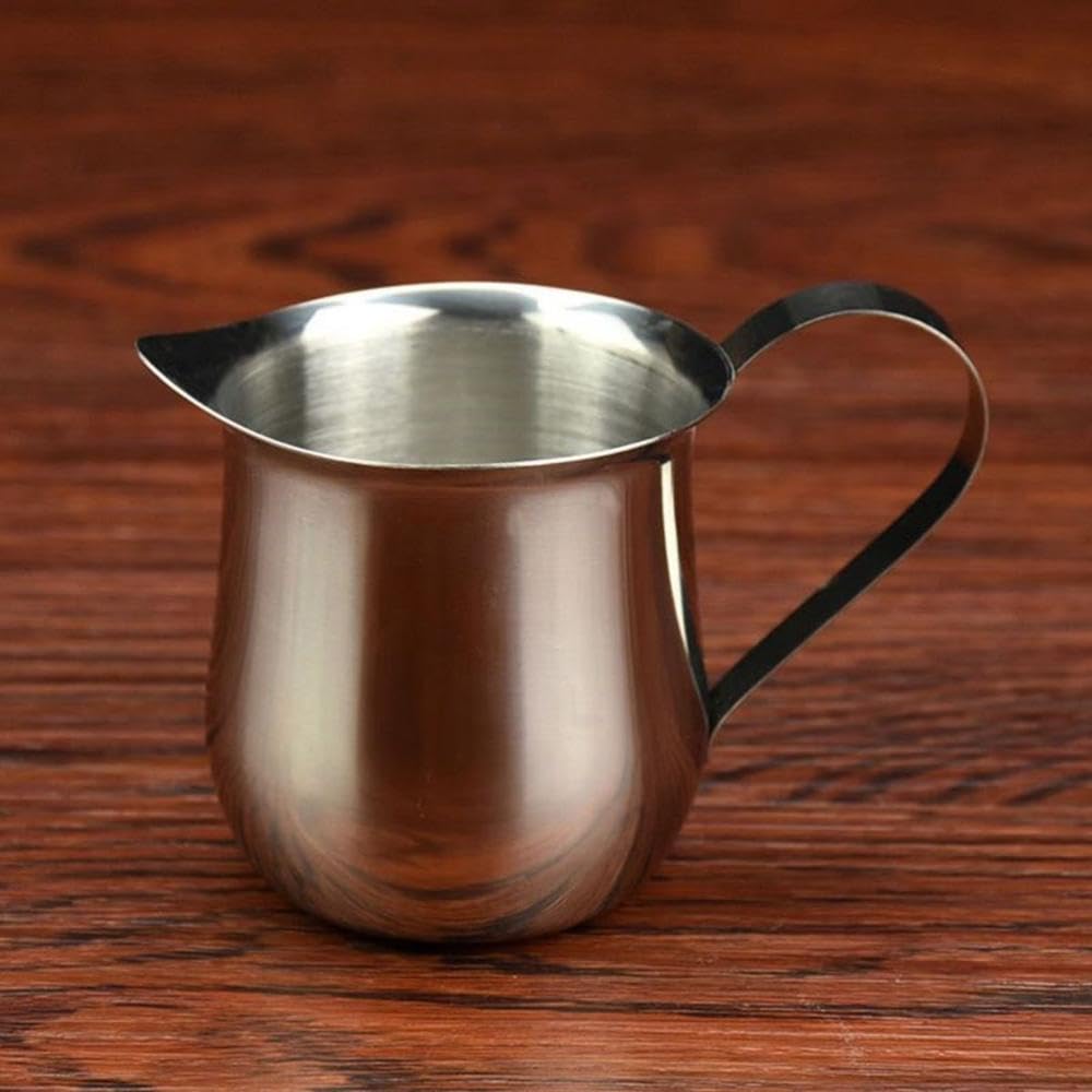 generic 2/3/5/8oz Milk Frothing Pitcher,Stainless Steel Jug Milk Frother Cup Coffee Milk Pouring Jug Espresso Cup for Milk Coffee Cappuccino Latte Art(240ml 8oz)