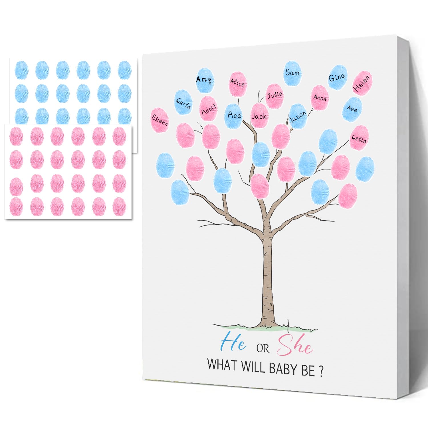 Sirjiera Baby Fingerprint Guest Book, Baby Gender Reveal Fingerprint Tree, Baby Gender Reveal Party Decorations, Baby Shower Party Game Ideas, Baby Shower for Expectant Mothers