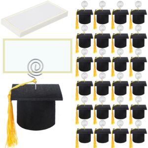 threehoney 24 sets graduation cap ornament place card holders photo holders with yellow tassel and name cards congratulate graduates supplies for graduation party celebration