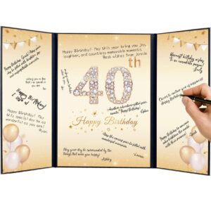 40th black gold birthday decorations for women & men, creative signature guest book for her & him, cheers to 40 years old birthday keepsake, 40th birthday party supplies