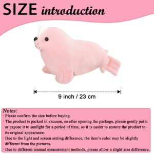 zhidiloveyou Seal Plush Stuffed Animal Pink Cute Seal Toy Pillow Kawaii Doll for Kids, 9 inch