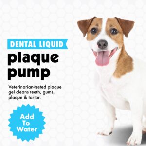 Petkin Dental Liquid Plaque Pump, 16 Fl Oz - Dental Water Additive Cleans Pet's Teeth, Gums, Plaque & Freshens Breath - Invisible Formula Has No Taste, Color, or Smell - for Dogs and Cats