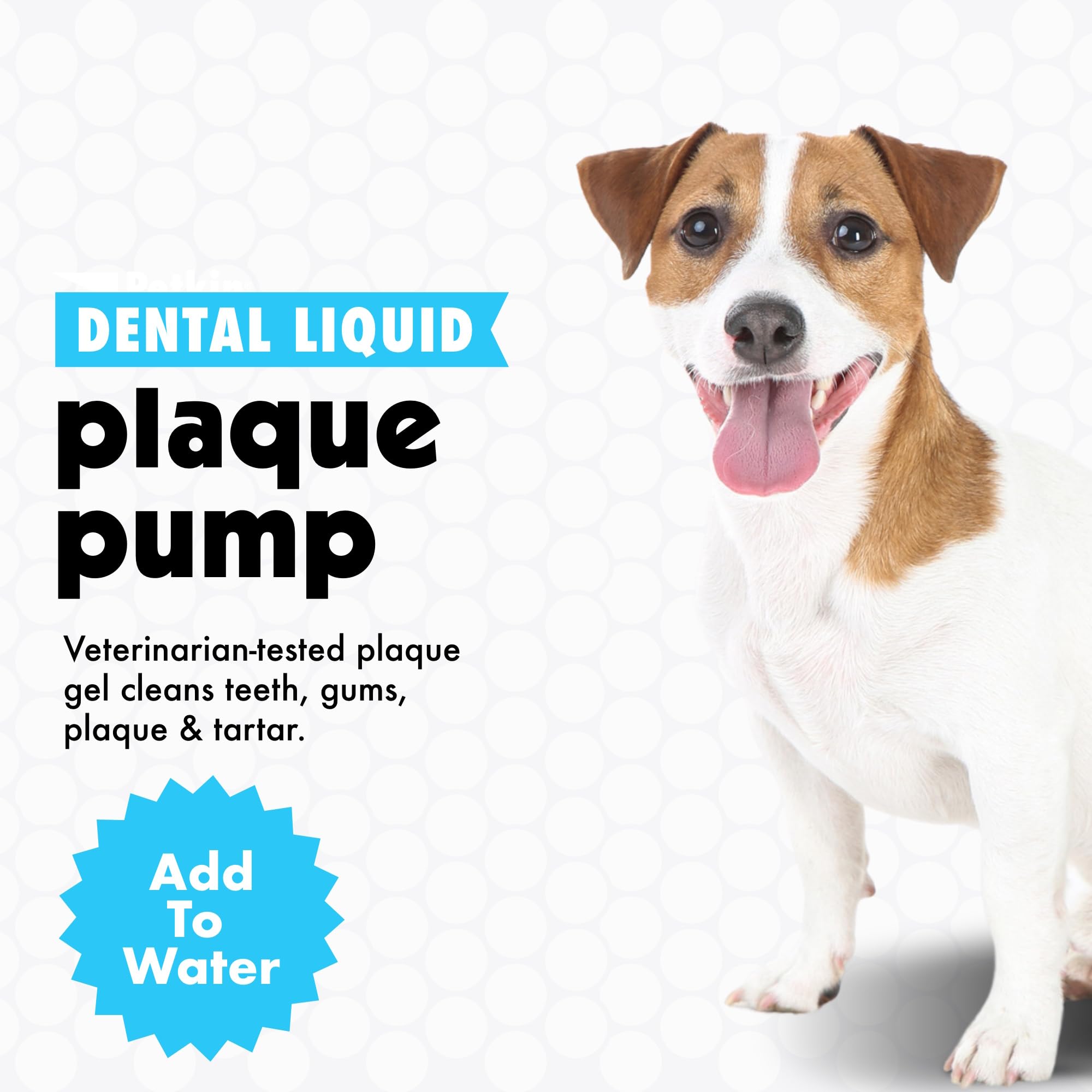 Petkin Dental Liquid Plaque Pump, 16 Fl Oz - Dental Water Additive Cleans Pet's Teeth, Gums, Plaque & Freshens Breath - Invisible Formula Has No Taste, Color, or Smell - for Dogs and Cats