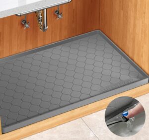 winisok waterproof under sink mat -34” x 22” cabinet liner for kitchen & bathroom, shelf protector silicone under sink tray, kitchen cabinet organizers and storage sink drip tray