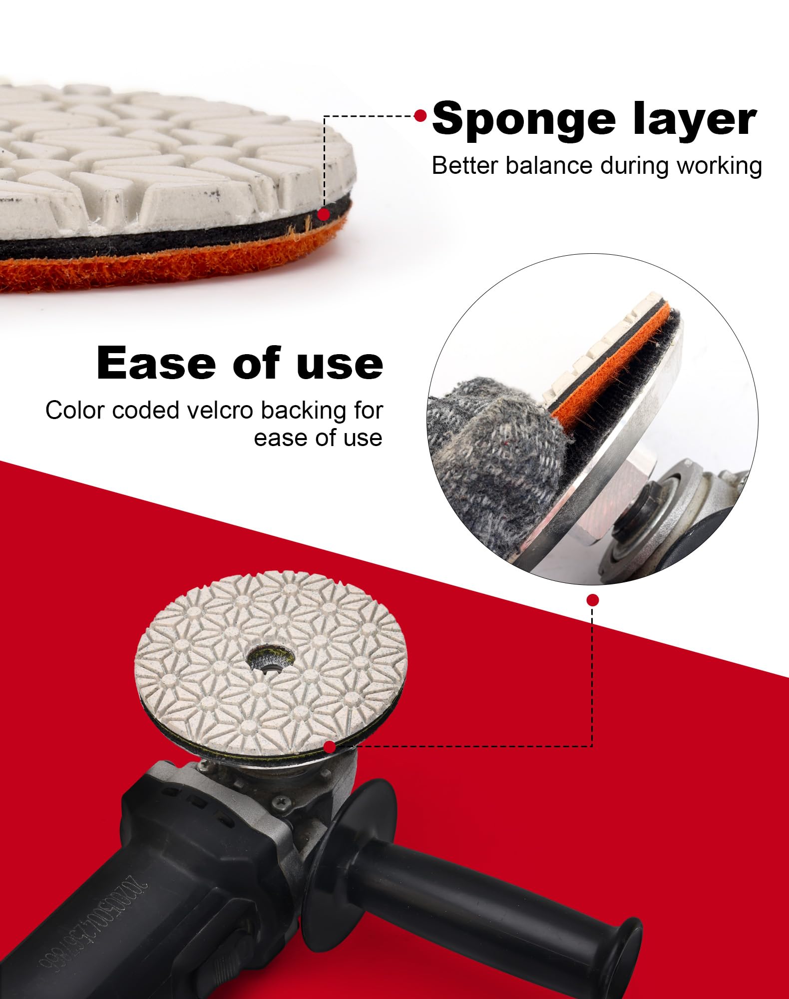 Casaverde 3 Step Diamond Polishing Pads 4 Inch Dry or Wet for Granite Marble