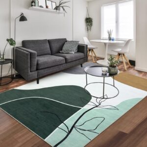 glowsol art large area rug 8x10 machine washable living room rug non slip indoor throw rug carpet mid century modern aesthetic carpet for nursery bedroom, green