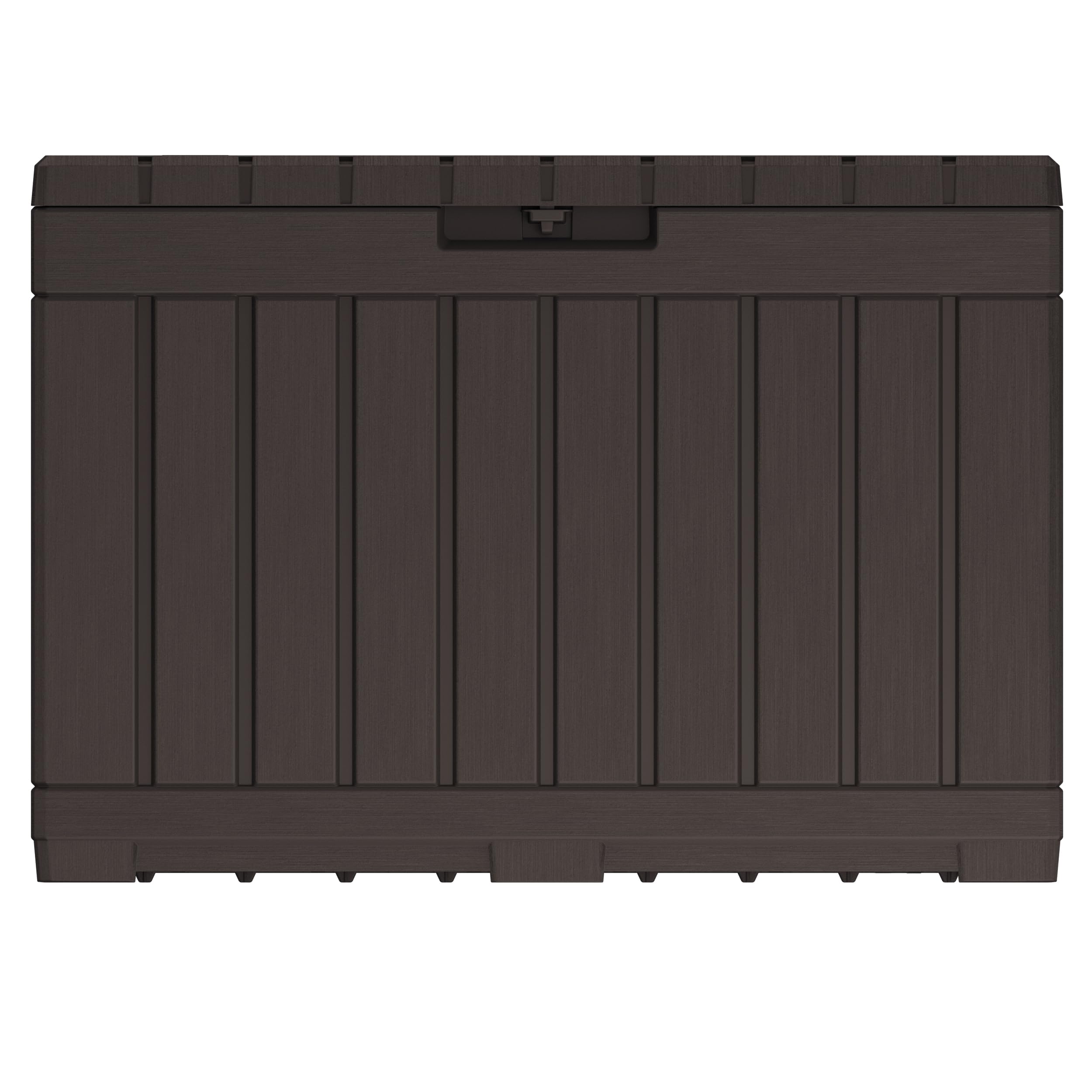 Keter Kentwood 50 Gallon Resin Deck Box-Organization and Storage for Patio Cushions, Throw Pillows and Garden Tools, Brown