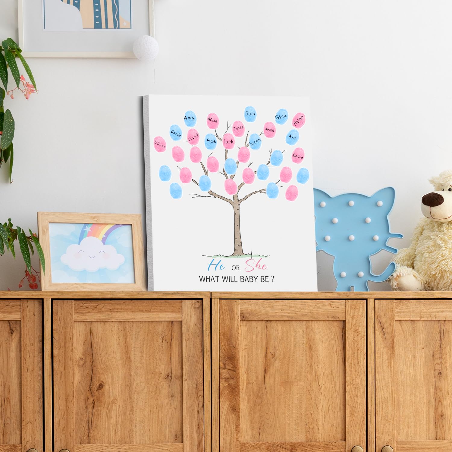 Sirjiera Baby Fingerprint Guest Book, Baby Gender Reveal Fingerprint Tree, Baby Gender Reveal Party Decorations, Baby Shower Party Game Ideas, Baby Shower for Expectant Mothers