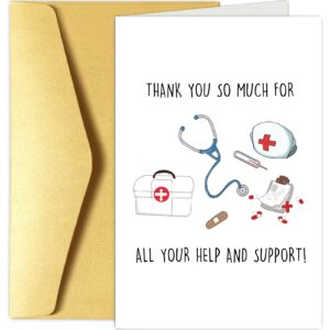 thank you card for nurse doctor healthcare, cute medical appreciation card for hospital, medical staff appreciation card, thank you for all your help and support