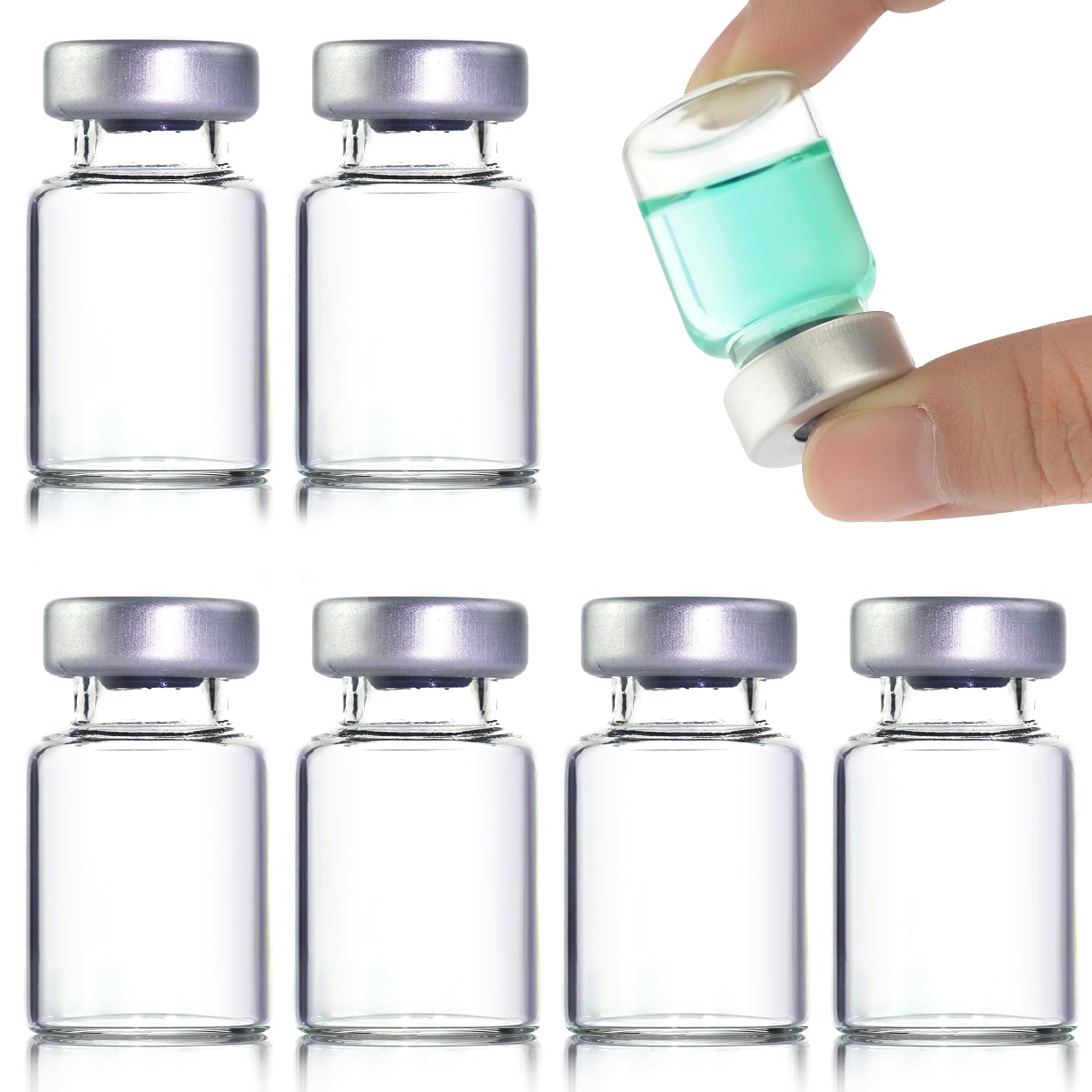 10 Pack 5ml Sealed Sample Vials, Transparent Glass Vials with Self Healing Injection Port(10, 5ML)