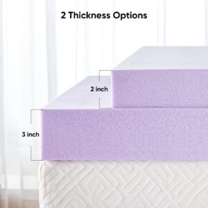 Marsail 2-inch Full Memory Foam Mattress Topper with Lavender Scent, Gel Infused Cooling Mattress Topper, Soft Mattress Topper for Sleeper Sofa, RV, Camper, CertiPUR-US Certified