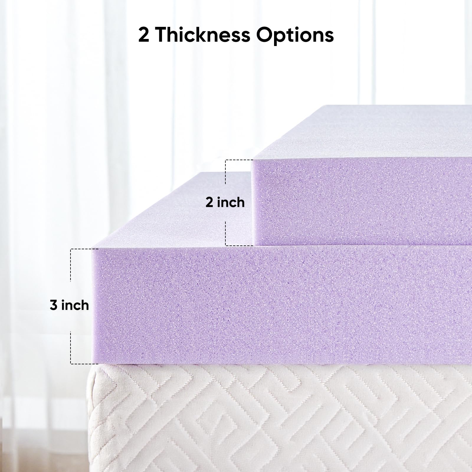 Marsail 2-inch Full Memory Foam Mattress Topper with Lavender Scent, Gel Infused Cooling Mattress Topper, Soft Mattress Topper for Sleeper Sofa, RV, Camper, CertiPUR-US Certified