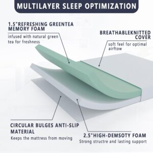 wilzealan 4 Inch Memory Foam Replacement Mattress for Sleeper Sofa and Couch Beds,Queen Size,CertiPUR-US Certified,Washable Cover(Sofa Not Included) Generic Dimensions