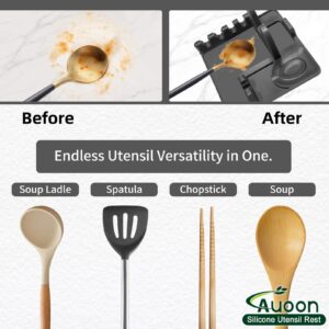 AUOON Silicone Utensil Rest and Pot lid holder with Drip Pad for Multiple Utensils,Dishwasher Safe,Heat-Resistant,BPA-Free Spoon Rest for Stove Top,Kitchen Utensil Holder for Ladle