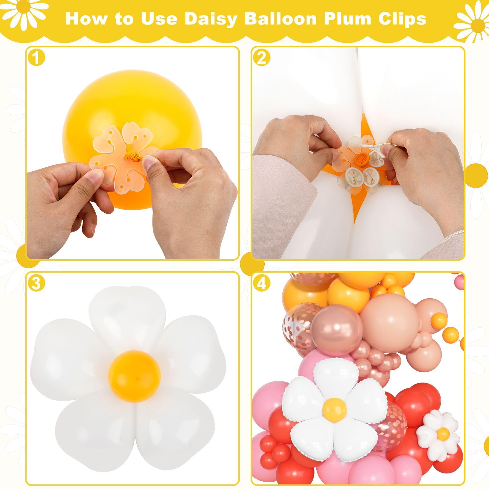 168Pcs Daisy Balloon Arch Garland Kit, Mothers Day Pastel Pink Orange Yellow Confetti Daisy Flower Balloons for Two Groovy One Birthday Floral Boho Girl Baby Shower Wedding Hippie Party Decorations