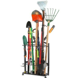 uu-major garden tool organizer for garage corner,free standing yard tools rack heavy duty,garage organization and storage stand for broom,mop,rakes,shovel holder for lawn/shed/outdoor.