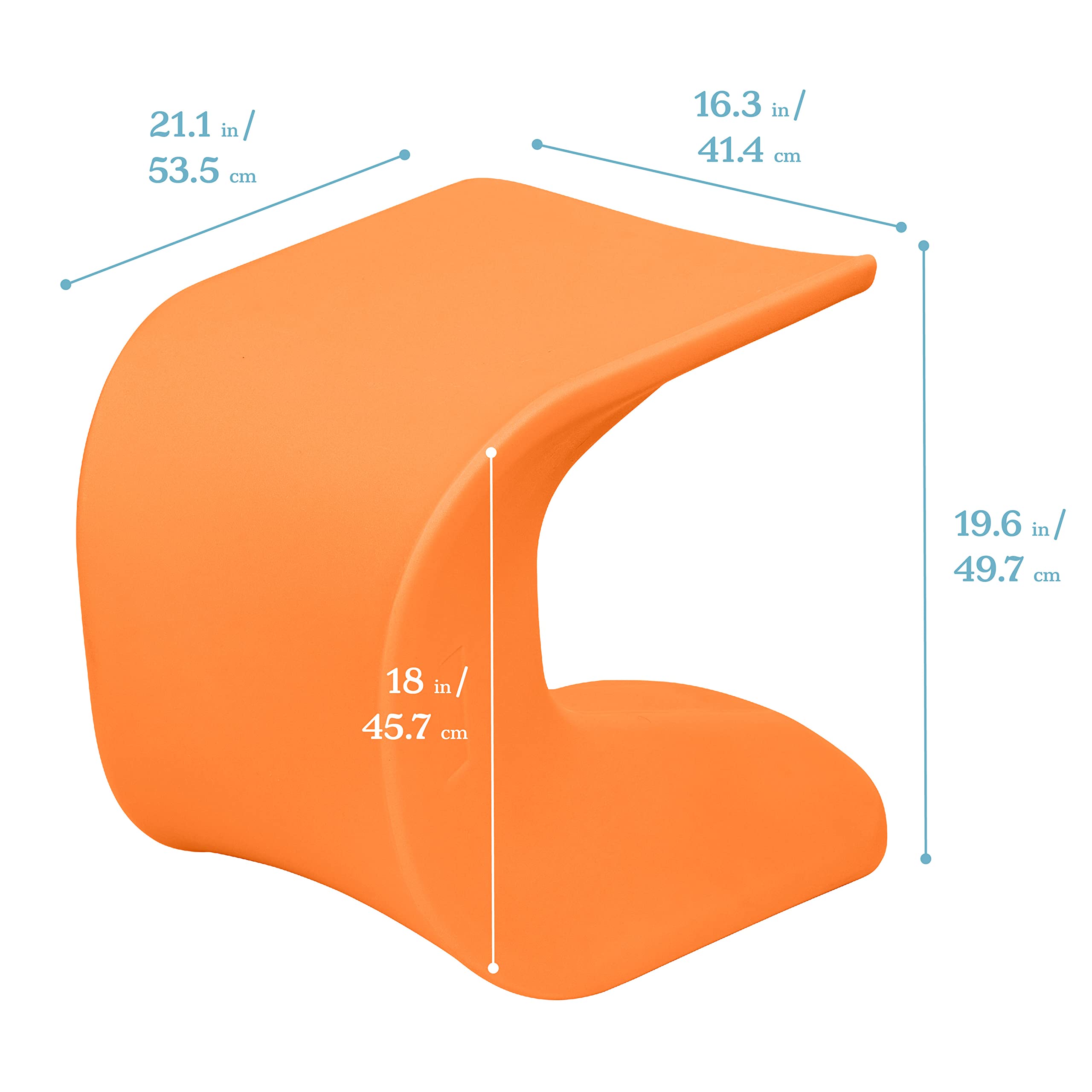 ECR4Kids Wave Seat, 18in - 19.6in Seat Height, Perch Stool, Orange, 2-Pack