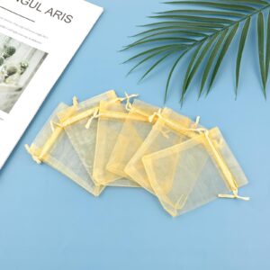 DIVINA VITAE Organza Bags, Gold Gift Bags, 50PCS Mini Mesh Gift Bags with Drawstring 3 X 4 Inches, Candy Jewelry Gift Bags for Wedding Thanksgiving Christmas Party